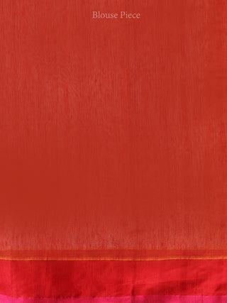 Banarasee Cotton Silk Saree With Zari Work - Rustic Red Blue & Gold - S031704438