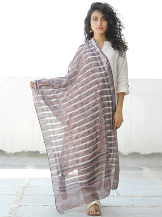 Lemonade Pink Pink Silver Cotton Art Silk Hand Block Printed Dupatta  - D04170627