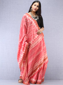 Pink Ivory Hand Block Printed Chanderi Saree With Zari Border - S031704536