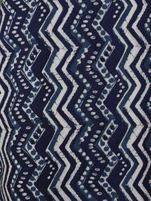 White Indigo Blue Hand Block Printed Cotton Suit-Salwar Fabric With Chiffon Dupatta (Set of 3) - S16281311