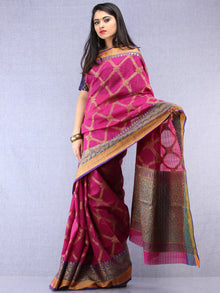 Banarasee Cotton Silk Saree With Zari Work - Onion Pink Orange & Copper - S031704439