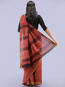 Blush Black Bagh Printed Maheshwari Cotton Saree - S031704254