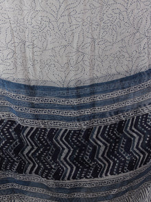 White Indigo Blue Hand Block Printed Cotton Suit-Salwar Fabric With Chiffon Dupatta (Set of 3) - S16281311