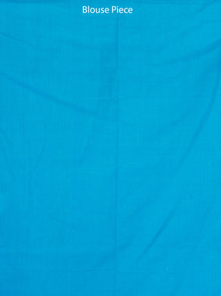 Red White Sky Blue Double Ikat Handwoven Cotton Saree - S031703544