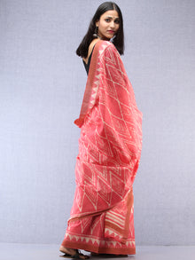 Pink Ivory Hand Block Printed Chanderi Saree With Zari Border - S031704536