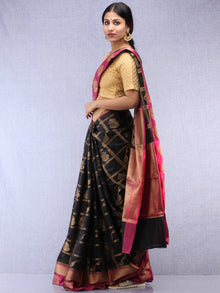 Banarasee Cotton Silk Saree With Zari Work - Black Pink & Copper Gold - S031704440