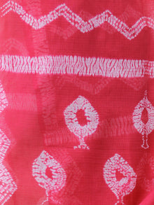 Coral White Shibori Kota Doria Cotton Hand Block Printed Dupatta  - D04170664