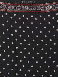 Black Maroon Blue Grey Ajrakh Hand Block Printed Modal Silk Saree  - S031703907