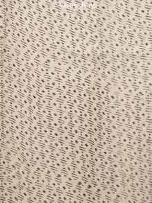 Ivory Grey Red Black Hand Block Printed Chiffon Saree with Zari Border - S031703268