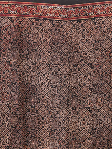 Maroon Black Indigo Ajrakh Hand Block Printed Modal Silk Saree - S031704196