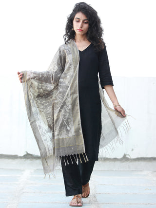 Kashish Ivory Chanderi Hand Block Printed Stole - D04170486