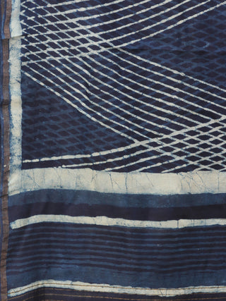Indigo White Chanderi Hand Block Printed Dupatta - D04170723