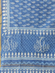 Indigo White Chanderi Hand Block Printed Dupatta - D04170572