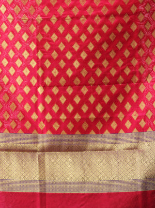 Banarasi Semi Georgette Dupatta With Zari Work - Red & Gold  - D04170927