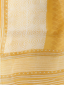 Yellow White Kota Doria Cotton Hand Block Printed Dupatta  - D04170665