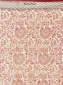 Ivory Red Black Bagh Printed Maheshwari Cotton Saree - S031704210