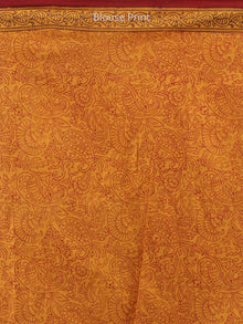 Mustard Red Printed Maheshwari Cotton Saree - S031704269