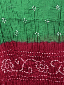 Pink Green White Hand Tie & Dye Bandhej Suit Salwar Dupatta (Set of 3) With Hand Embroidery & Mirror Work - S16281243