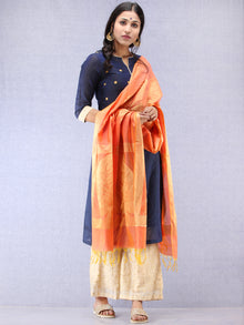 Banarasi Chanderi Dupatta With Zari Work - Peach & Gold - D04170792