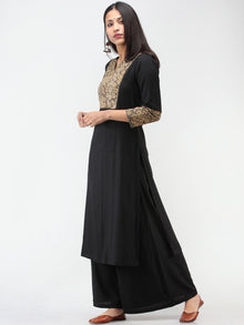 Black Brown Ajrakh  Printed Cotton Kurta With Sequence Work  - K206F1519