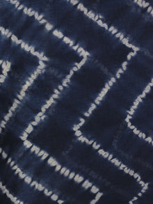 Indigo Ivory Maroon Hand Shibori Dyed Chanderi Kurta & Chiffon Dupatta With Cotton Salwar Fabric Set of 3- S1628215