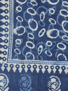 Indigo Ivory Handloom Cotton Hand Block Printed Dupatta - D04170170