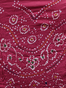 Pink Green White Hand Tie & Dye Bandhej Suit Salwar Dupatta (Set of 3) With Hand Embroidery & Mirror Work - S16281243