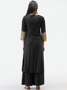 Black Brown Ajrakh  Printed Cotton Kurta With Sequence Work  - K206F1519