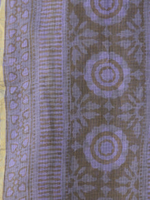 Purple Grey Kota Silk Hand Block Printed Dupatta - D04170535