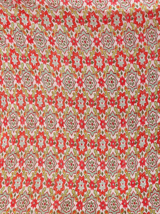 Green Red White Georgette Hand Block Printed Dupatta  - D04170689
