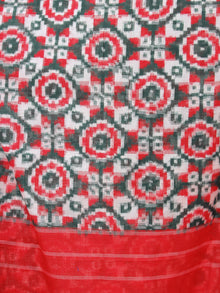 Red Green White Telia Rumal Double Ikat Handwoven Pochampally Cotton Dupatta -  D04170299