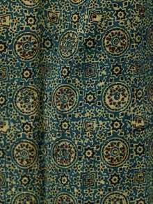 Green Yellow Black Ajrakh Hand Block Printed Semi Elasticated Waist Pleated Cotton Palazzo - P11F1682