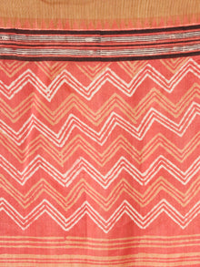 Rosewood Ivory Chanderi Silk Hand Block Printed Saree With Geecha Border - S031704001