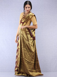 Banarasee Chiffon Saree With Golden Zari Weave - Brown & Gold - S031704357