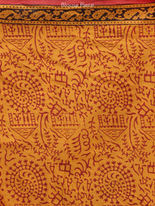 Maroon Rust Orange Black Bagh Printed Maheshwari Cotton Saree - S031704171
