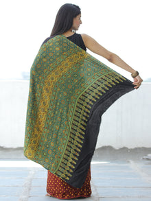Maroon Yellow Green Bandhej Modal Silk Saree With Ajrakh Printed Pallu & Blouse - S031703873