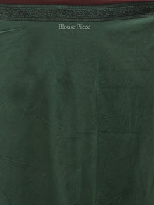 Bottle Green Black Bagh Printed Maheshwari Cotton Saree - S031704398