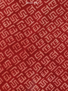 Red Black Beige Indigo Maroon Ajrakh Hand Block Printed Modal Silk Saree in Natural Colors - S031703696