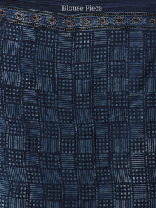 Red Indigo Ajrakh Hand Block Printed Modal Silk Saree - S031704445