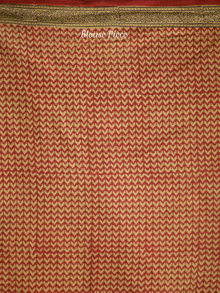 Olive Green Maroon Black Bagh Hand Block Printed Cotton Saree - S031703819