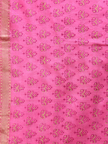 Pink Gold Print Cotton Hand Block Printed Dupatta - D04170724
