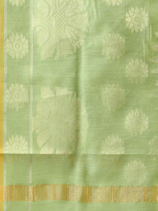 Banarasi Chanderi Dupatta With Resham Work - Light Green & Gold - D04170827