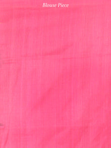 Black Pink Yellow Grey Double Ikat Handwoven Mercerised Cotton Saree - S031703670