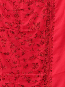 Red Aari Embroidered Georgette Saree From Kashmir - S031704661