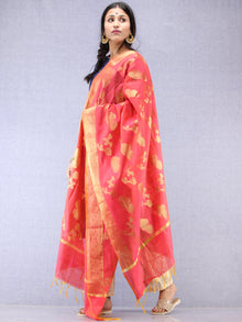 Banarasi Chanderi Dupatta With Zari Work - Magenta & Gold - D04170830
