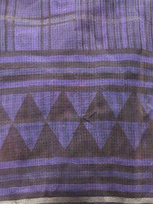 Purple Black Kota Silk Hand Block Printed Dupatta - D04170432