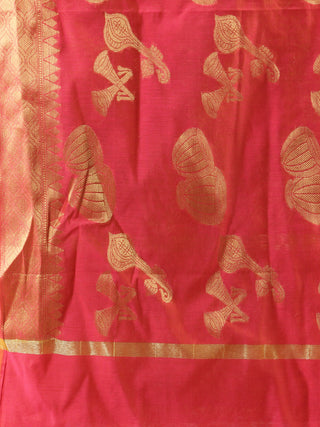 Banarasi Chanderi Dupatta With Zari Work - Magenta & Gold - D04170830