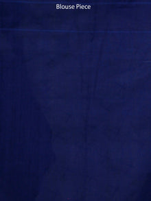 Off White Blue Double Ikat Handwoven Cotton Saree - S031703548