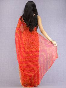 Navy Teal Yellow Hand Block Printed Chiffon Saree with Zari Border - S031704614