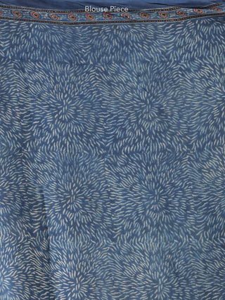 Indigo Black Maroon Ajrakh Hand Block Printed Modal Silk Saree - S031704198